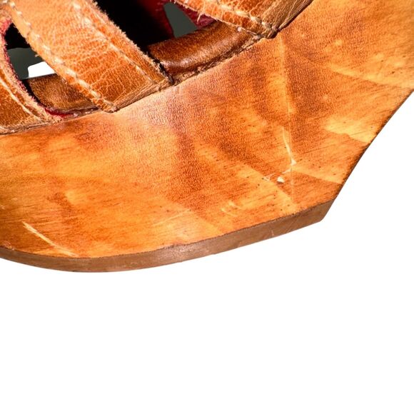 Bed Stu Womens Fontella Sandal Size 6 Rustic Brown Wood Heels Platform Shoes - Picture 4 of 9